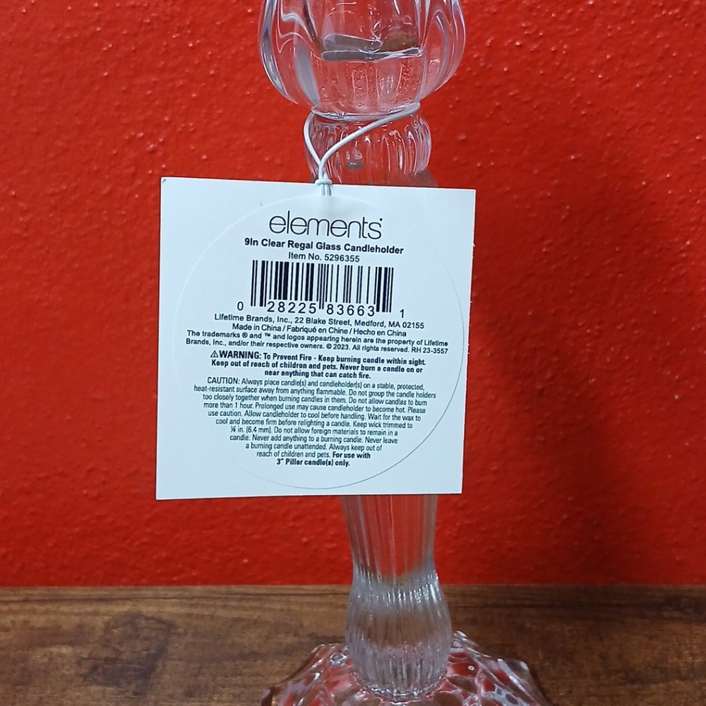 Mikasa 9" Clear Regal Glass Candleholder, Home Accents - Picture 3 of 4